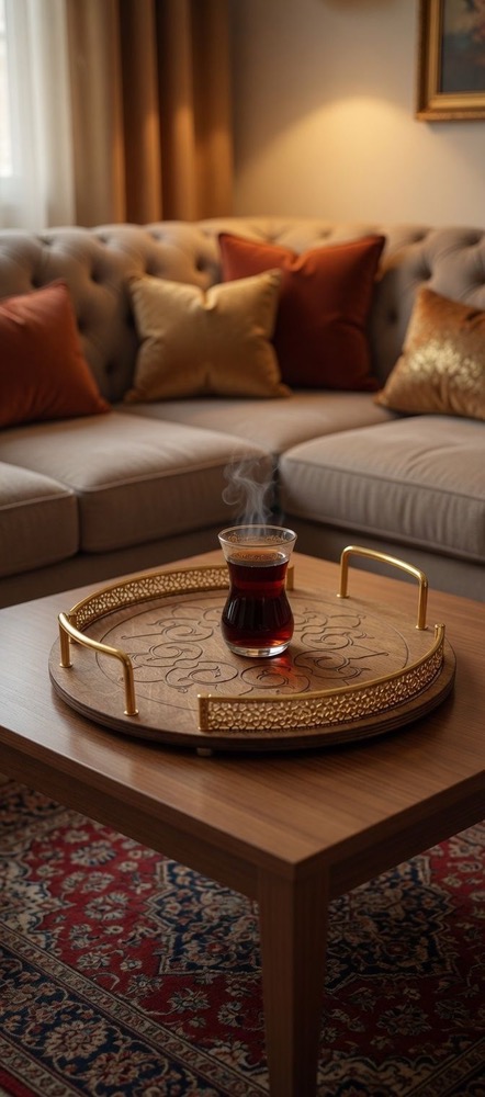 سینی گرد چوبی تابان کد ۶۰۵