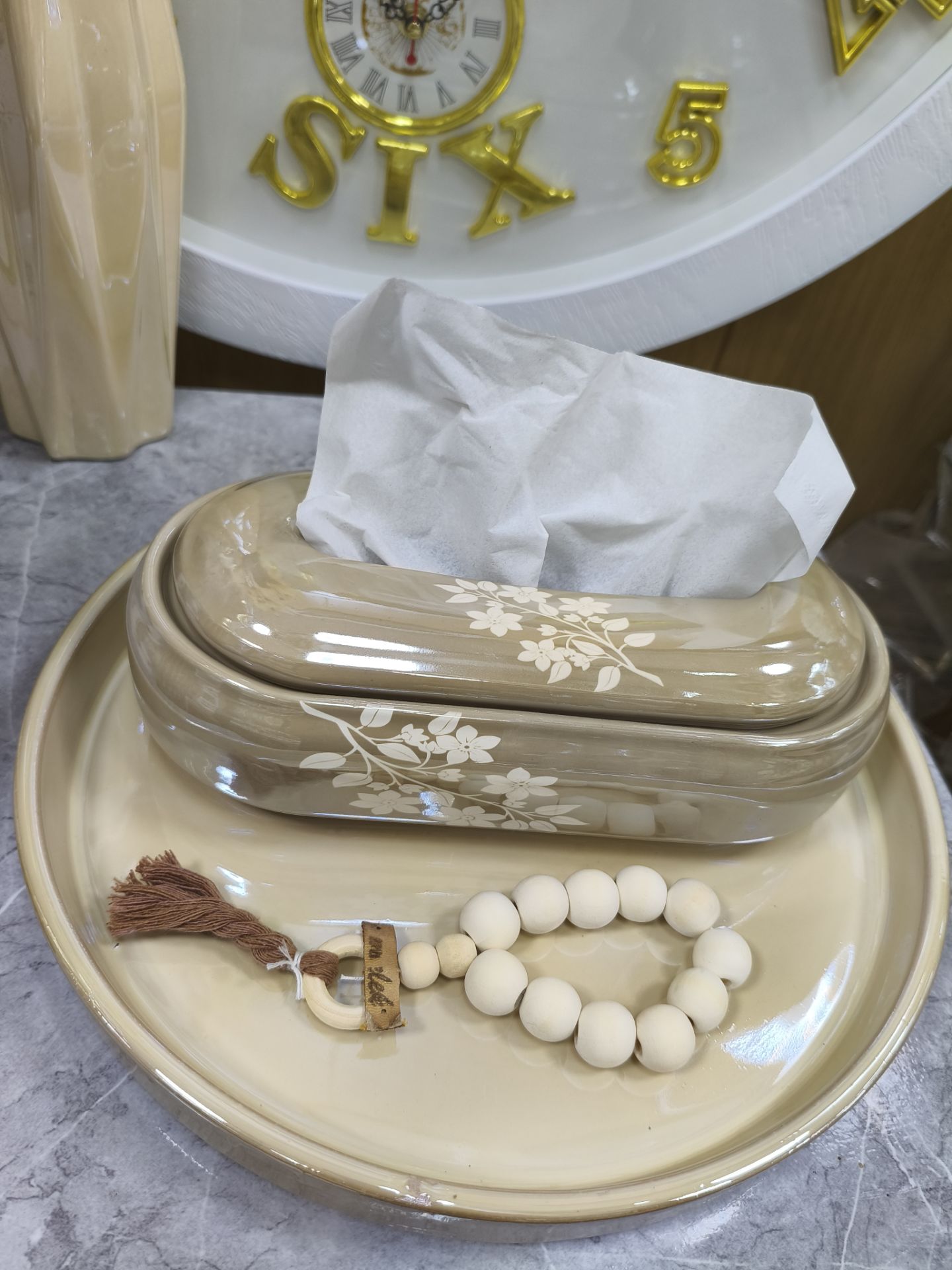 جا دستمال کاغذی طرح دار سرامیکی