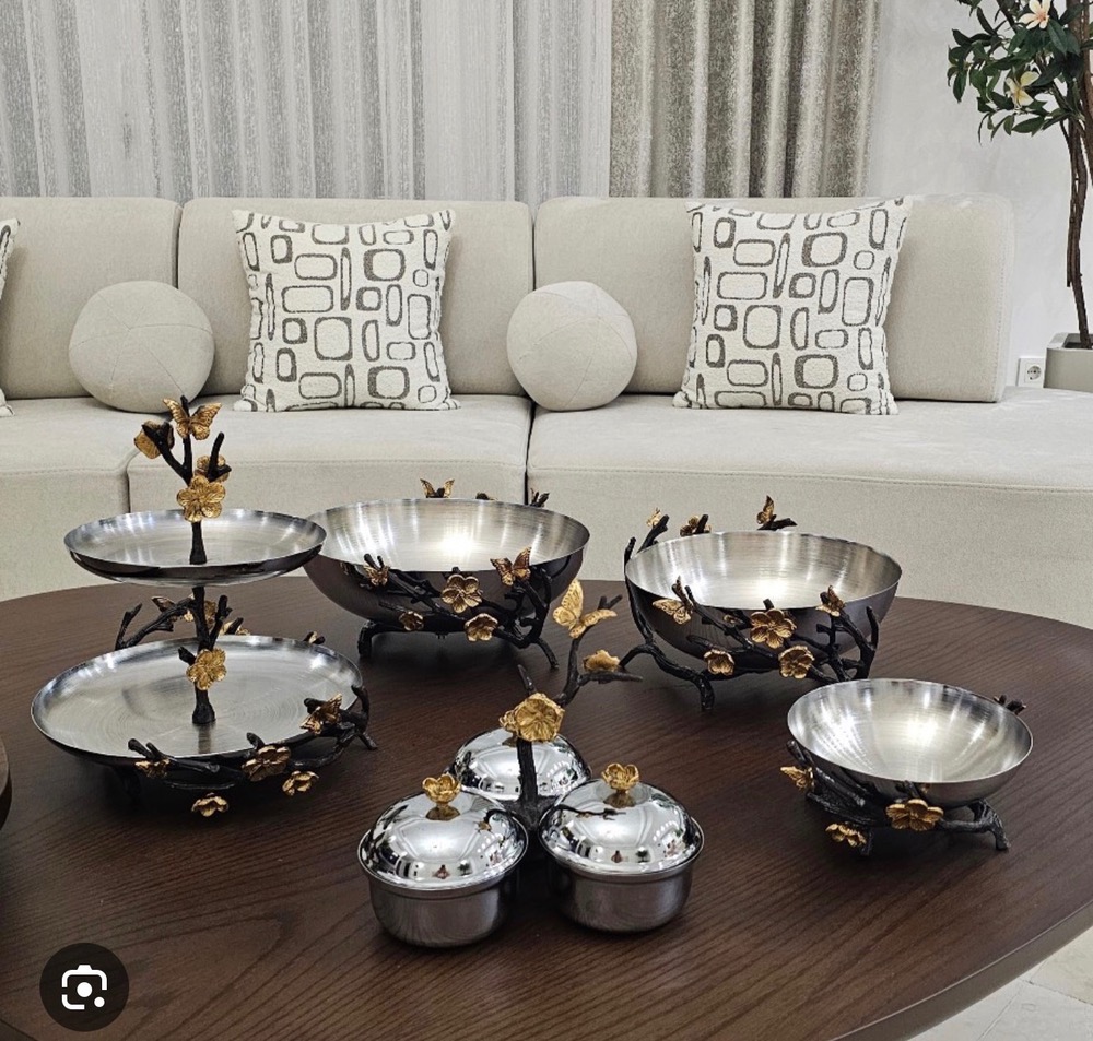 سرویس پذیرایی ۵تیکه پروانه طلایی و نقره ای