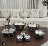 سرویس پذیرایی ۵تیکه پروانه طلایی و نقره ای