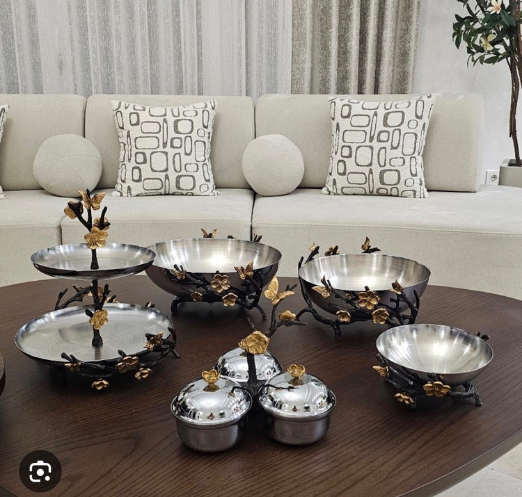 سرویس پذیرایی ۵تیکه پروانه طلایی و نقره ای