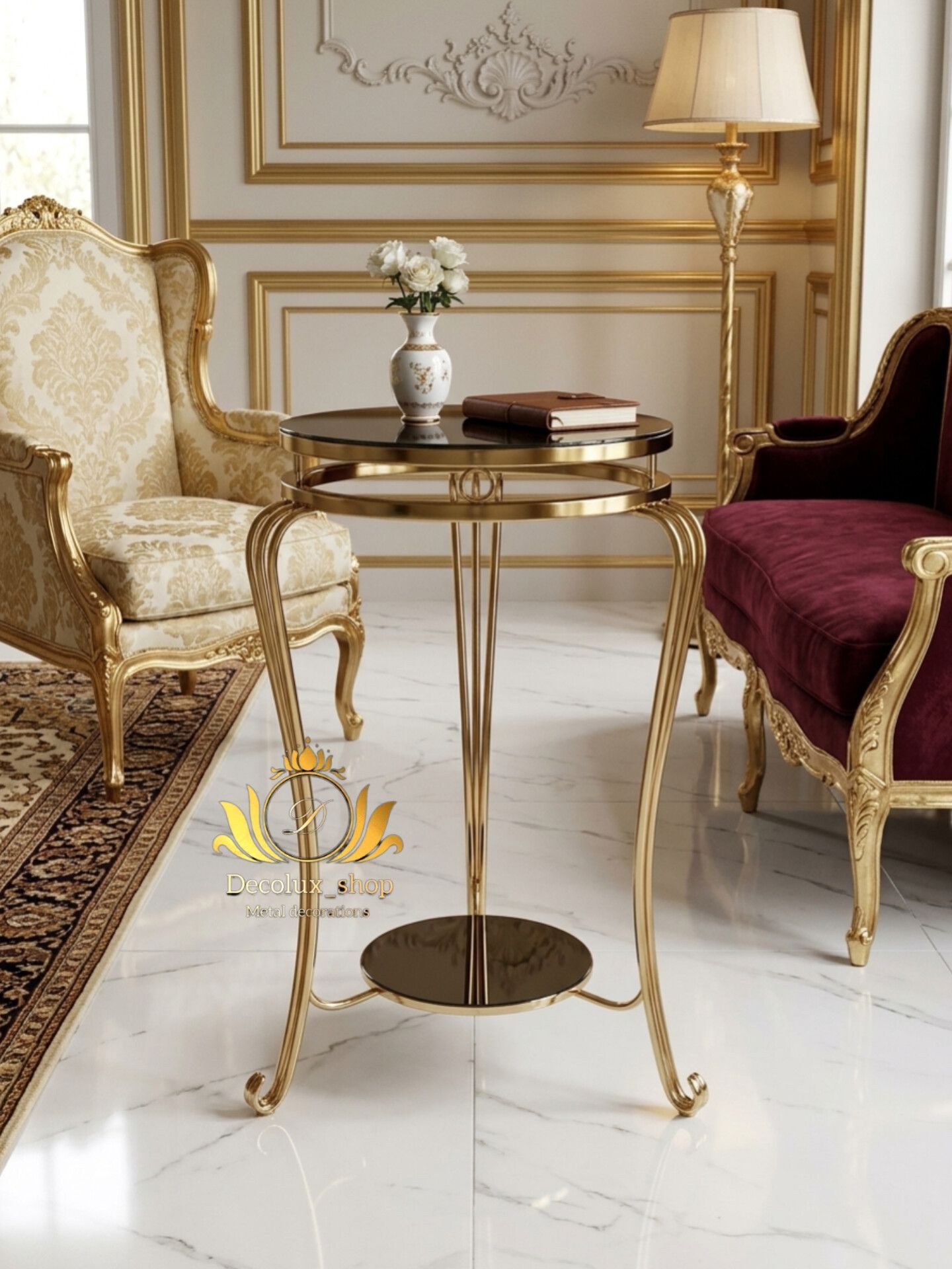 میزکنار سالنی مدل کلاسیک گرد